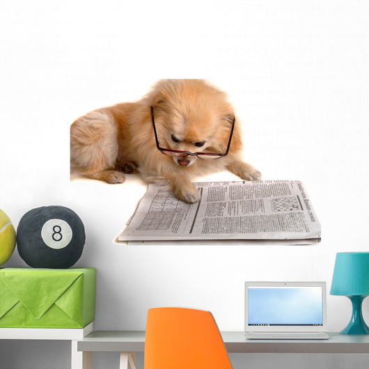 Dog Reads Newspaper Wall Decal
