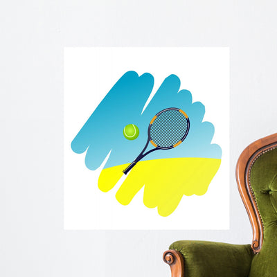 Tennis Symbol Wall Decal shown on a wall