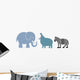 Elephant Hippopotamus Zebra Wall Mural