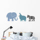 Elephant Hippopotamus Zebra Wall Mural