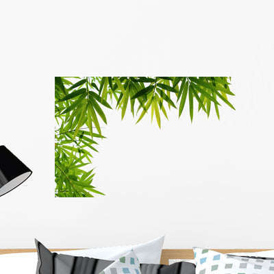 Bamboo Leaves Wall Decal shown on a wall