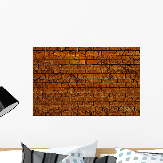 Grunge Cracked Brick Wall Wall Decal