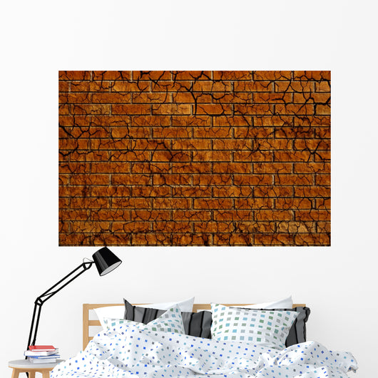 Grunge Cracked Brick Wall Wall Decal