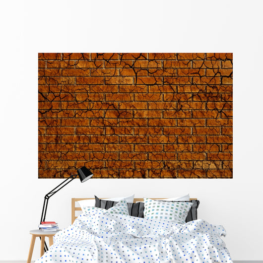 Grunge Cracked Brick Wall Wall Decal