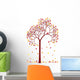 colorful autumn tree with falling leaves, vector Wall Decal
