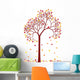 colorful autumn tree with falling leaves, vector Wall Decal