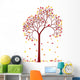 colorful autumn tree with falling leaves, vector Wall Decal