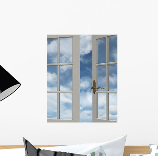 Cloudy Sky Window Wall Mural