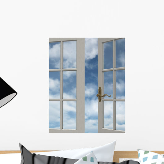 Cloudy Sky Window Wall Mural