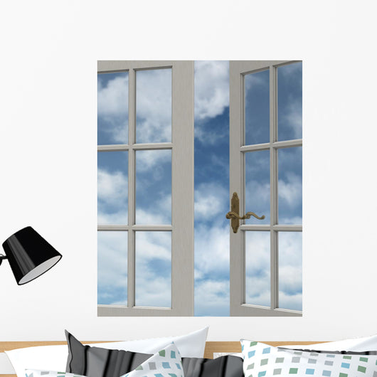 Cloudy Sky Window Wall Mural