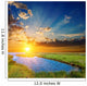sunset over an green steppe and blue lake Wall Mural