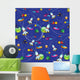 Seamless Pattern Spaceships Wall Decal