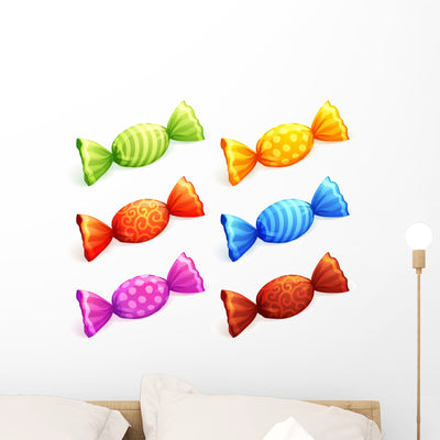 Colorful Candies Wall Decal Sticker Set shown on a wall