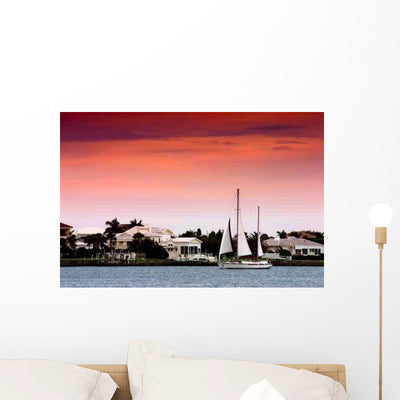Late Day Sail Wall Decal shown on a wall