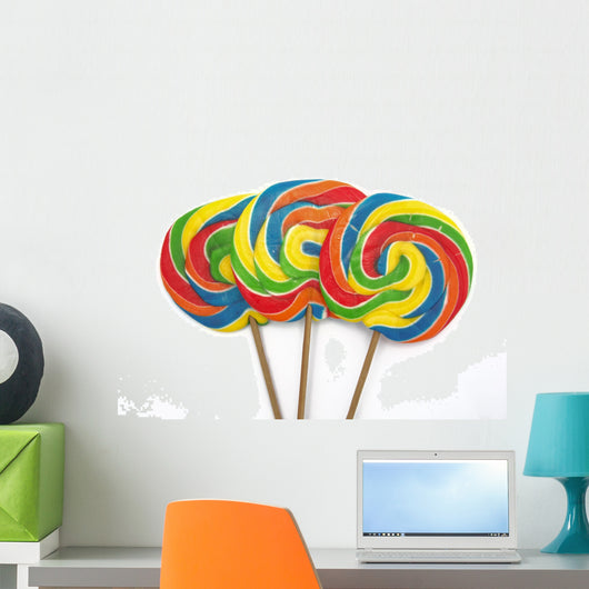 Three Lollipops on White Background Wall Decal