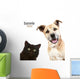 Cat and Dog on a White Background Wall Decal