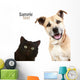 Cat and Dog on a White Background Wall Decal
