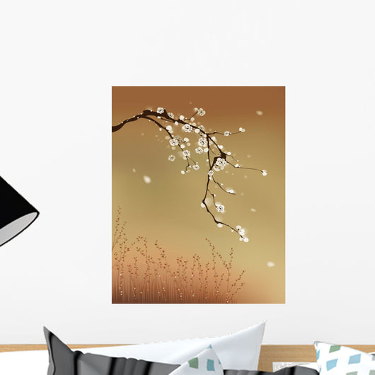 Oriental Style Painting Plum Blossom Wall Mural