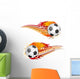 Soccer With Flames Wall Decal