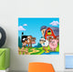Red Barn With Farm Animals Wall Mural