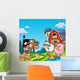 Red Barn With Farm Animals Wall Mural