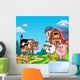 Red Barn With Farm Animals Wall Mural