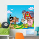 Red Barn With Farm Animals Wall Mural