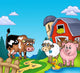 Red Barn With Farm Animals Wall Mural