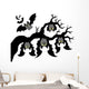 Cartoon Bats Hanging Branch