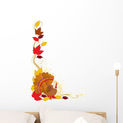 Autumn Turkey Border Wall Decal shown on a wall