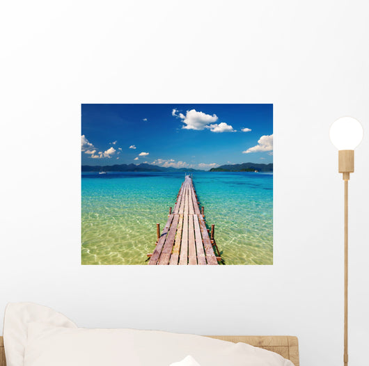 Wooden Pier in Tropical Paradise Wall Mural