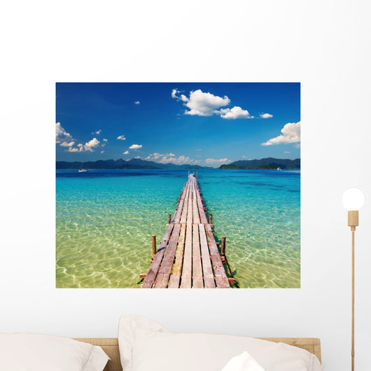 Wooden Pier in Tropical Paradise Wall Mural