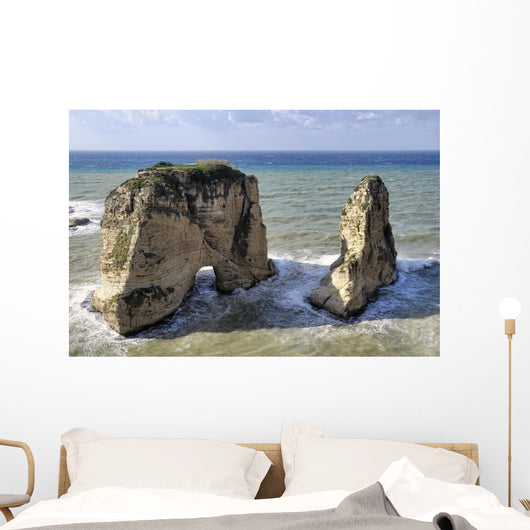Pigeon Rocks. Raouche District, Beirut, Lebanon Wall Mural