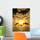 dolphin yellow sunset Wall Mural