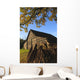 Autumn landscape with barn and goat Wall Mural