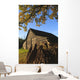 Autumn landscape with barn and goat Wall Mural