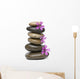 Zen Spa Stack of Stones with Purple Flowers Wall Decal