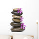 Zen Spa Stack of Stones with Purple Flowers Wall Decal