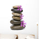 Zen Spa Stack of Stones with Purple Flowers Wall Decal