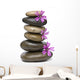 Zen Spa Stack of Stones with Purple Flowers Wall Decal