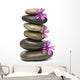 Zen Spa Stack of Stones with Purple Flowers Wall Decal