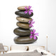 Zen Spa Stack of Stones with Purple Flowers Wall Decal