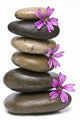 Zen Spa Stack of Stones with Purple Flowers Wall Decal