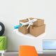 Cardboard Packages with Airplane Wall Decal