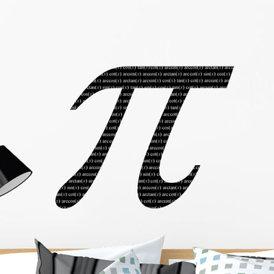 Pi Wall Decal shown on a wall