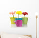 Colorful Buckets Watering Can and Gerberas Wall Decal