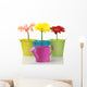 Colorful Buckets Watering Can and Gerberas Wall Decal