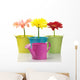 Colorful Buckets Watering Can and Gerberas Wall Decal