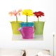 Colorful Buckets Watering Can and Gerberas Wall Decal