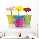 Colorful Buckets Watering Can and Gerberas Wall Decal